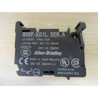Allen Bradley 800F-X01L Contact Block 800F-XO1L (Pack of 2) - Used