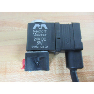 Rexroth  Mecman 04983-175-02 Solenoid Coil 0498317502 With Valve And Plug - Used