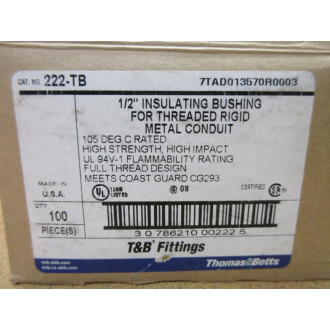Thomas And Betts 222-TB 12" Insulating Bushing 222TB (Pack of 100)