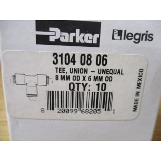 Parker 3104 08 06 Legris Unequal Tee 31040806 (Pack of 10)