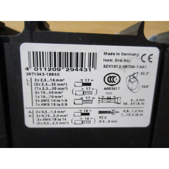 Siemens 3RT1045-1BB40 Sirius Contactor 3RT10451BB40 Chipped Corner - New No Box