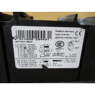 Siemens 3RT1045-1BB40 Sirius Contactor 3RT10451BB40 - New No Box
