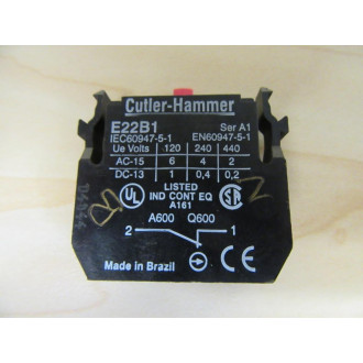 Cutler Hammer Eaton E22B1 Contact Block - Used