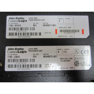 Allen Bradley 1756-L55 Processor Unit 1756-M12 Memory - Refurbished