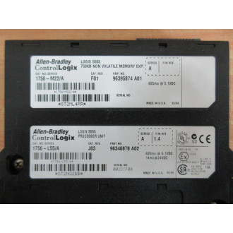 Allen Bradley 1756-L55 Processor Unit Rev. J03, 1756-M22, 2 Keys - Used