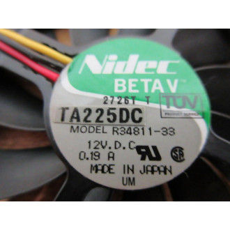 Nidec TA225DC Ball Bearing Cooling Fan 12V 0.19A - New No Box