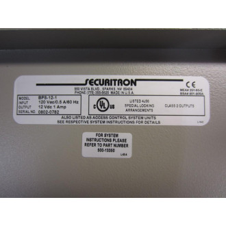 Securitron BPS-12-1 Power Supply BPS121 - New No Box