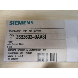 Siemens 3SB3 602-0AA31 Yellow Button 3SB36020AA31