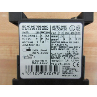 Siemens 3RT1016-1KB42 Contactor 3RT10161KB42 - Used