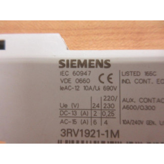 Siemens 3RV1921-1M Alarm Switch 3RV19211M - Used
