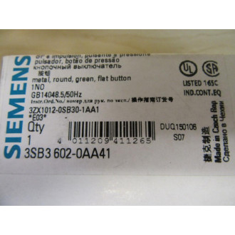 Siemens 3SB3602-0AA41 Push Button 3SB36020AA41 Operator Only