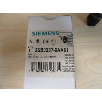Siemens 3SB3 237-0AA61 White 3SB32370AA61 Button