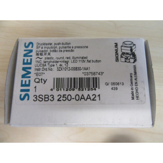 Siemens 3SB3250-0AA21 Push Button 3SB32500AA21