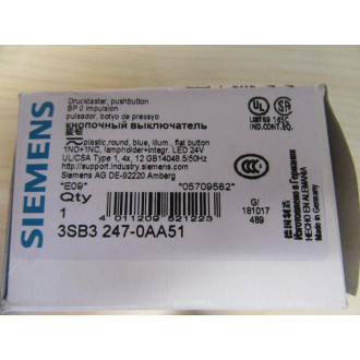 Siemens 3SB3 247-0AA51 Blue 3SB32470AA51 Button