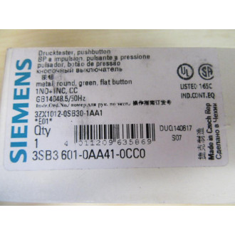 Siemens 3SB3601-0AA41-0CC0 Green 3SB36010AA410CC0 Button