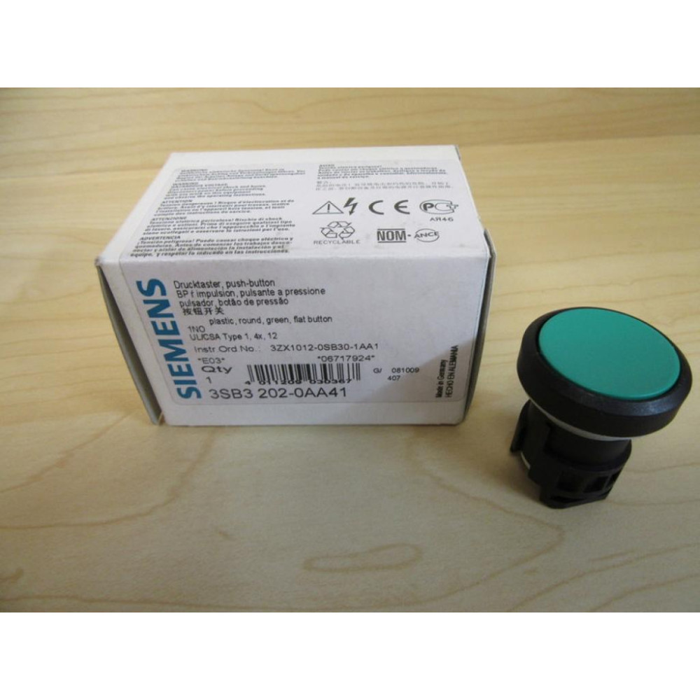 Siemens 3SB3 202-0AA41 Green 3SB32020AA41 Button
