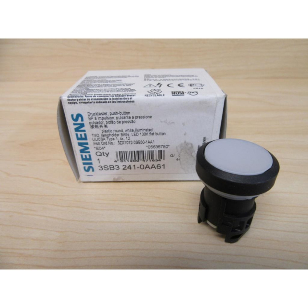 Siemens 3SB3 241-0AA61 White 3SB32410AA61 Button