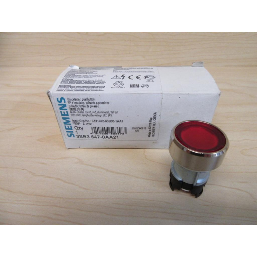 Siemens 3SB3647-0AA21 Push Button 3SB36470AA21 Operator Only
