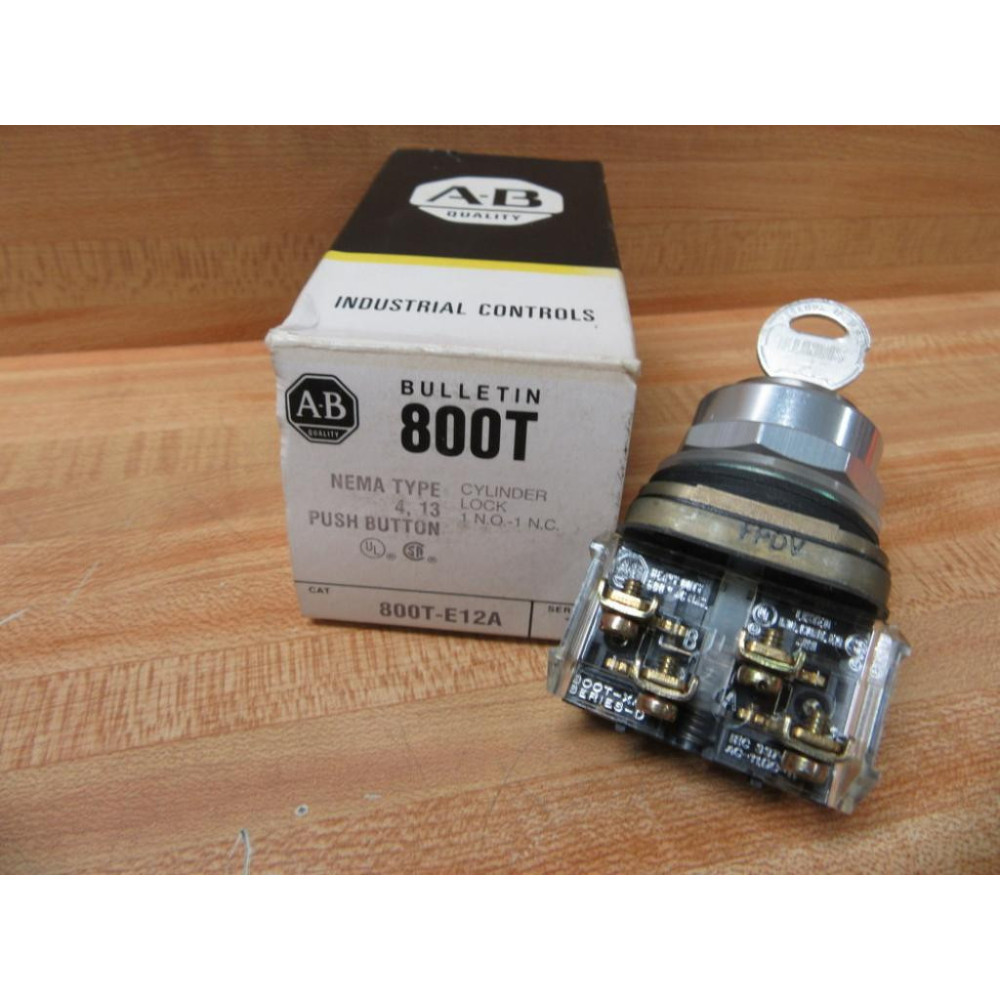 Allen Bradley 800T-E12A Push Button Switch Standard Cylinder Lock