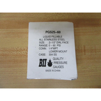BII PGS25-60 Gauge PGS2560 0-60PSI