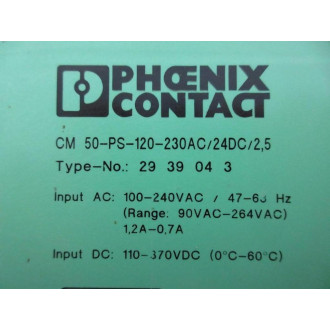 Phoenix Contact CM 50-PS-120AC24DC2,5 Power Supply CM 50PS120AC24DC25 - Used
