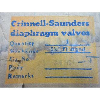 ITT Grinnell 2436-PVC-1 1-12" Flanged Diaphragm Valve 2436