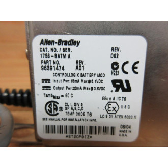 Allen Bradley 1756-BATMA Controllogix Batter Module 96391472 96391474 - Used