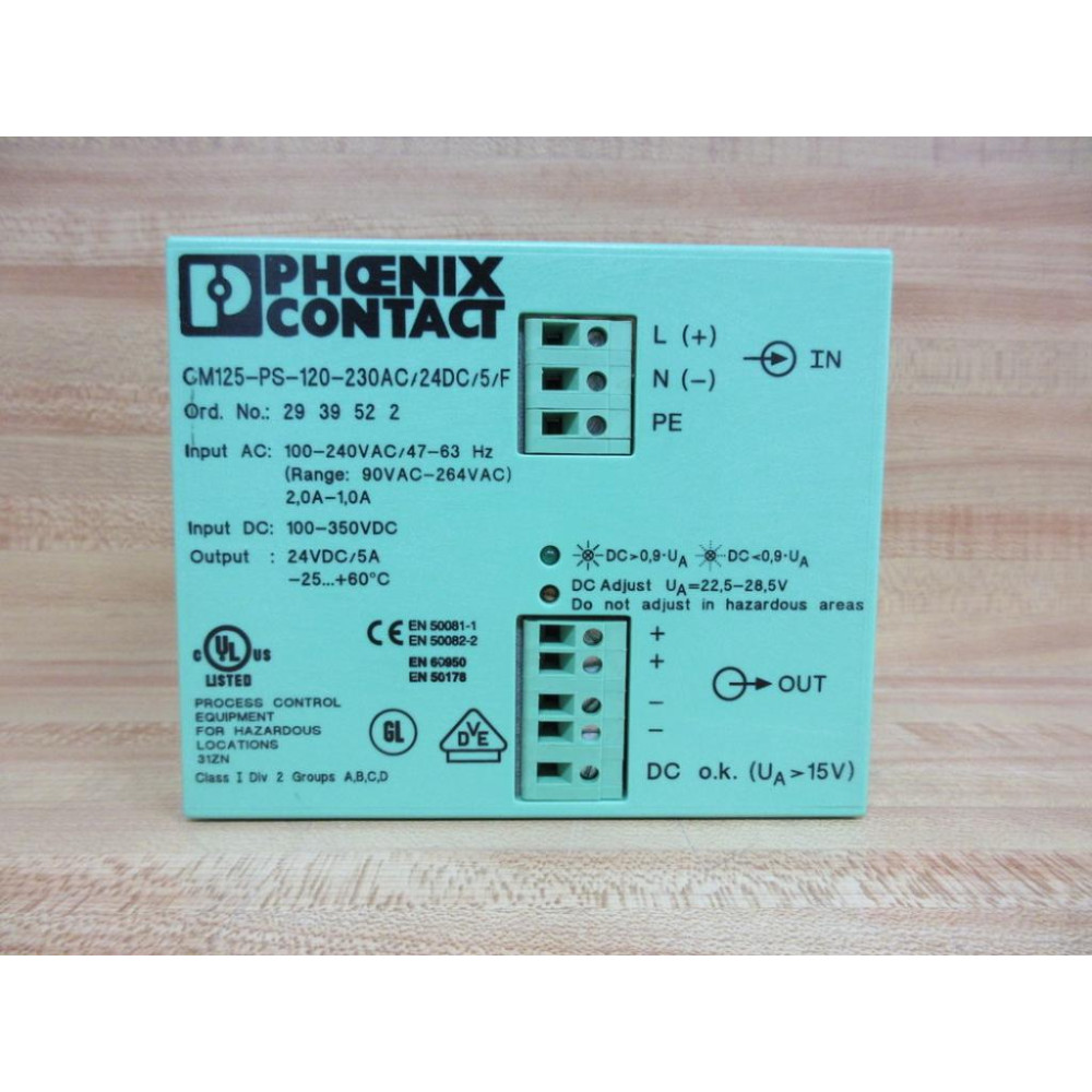 Phoenix Contact CM125-PS-120-230AC24DC5F Power Supply 2939522 100-350VDC - Used