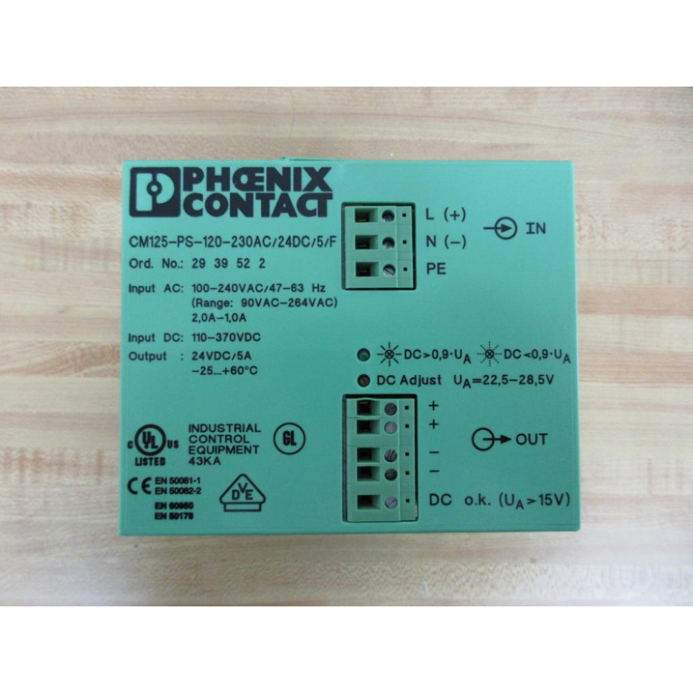 Phoenix Contact CM125-PS-120-230AC24DC5F Power Supply 2939522 110-370VDC - Used