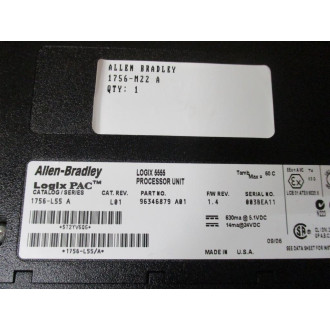 Allen Bradley 1756-L55 ProcessorMemory Module Rev. L01, 1756-M22, WKey - Used