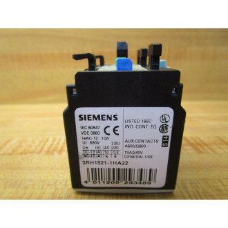 Siemens 3RH1921-1HA22 Aux. Contact Block 3RH19211HA22 - Used