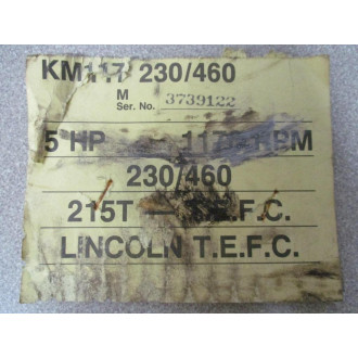 Lincoln KM117 230460 A.C. Motor KM117 - New No Box