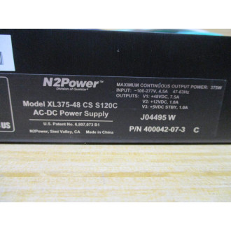 N2Power 400042-07-3 AC-DC Power Supply XL375-48 CS S120C