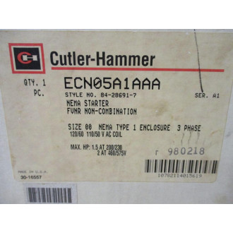 Cutler Hammer ECN05A1AAA Eaton Non-Combination FVNR Starter Enclosure Only
