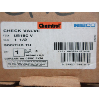 Chemtrol 1RLK6 Check Valve U51BC V 1-12"
