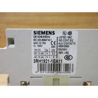 Siemens 3RH1921-1EA11 Auxiliary Switch Block 3RH19211EA11 - New No Box