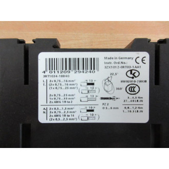 Siemens 3RT1034-1BB40 Contactor 3RT10341BB40 - New No Box