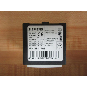 Siemens 3RH1911-1FA31 Auxiliary Switch Block 3RH19111FA31 - New No Box
