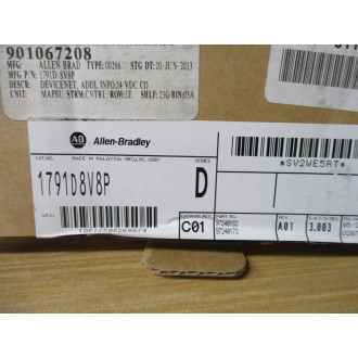 Allen Bradley 1791D-8V8P Compact Block IO 1791D8V8P Ser.D, Rev A01