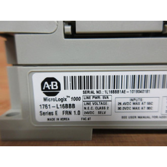 Allen Bradley 1761-L16BBB PLC Module 1761L16BBB - Used