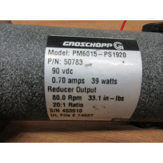 Groschopp PM6015-PS1920 Gear Motor PM6015PS1920 - Used