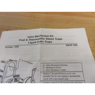 Spirax Sarco ADVP 235 Valve  Mechanism Kit ADVP235