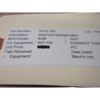 KAM WCU-709 Seal Unit Spongemaker WCU709 - New No Box