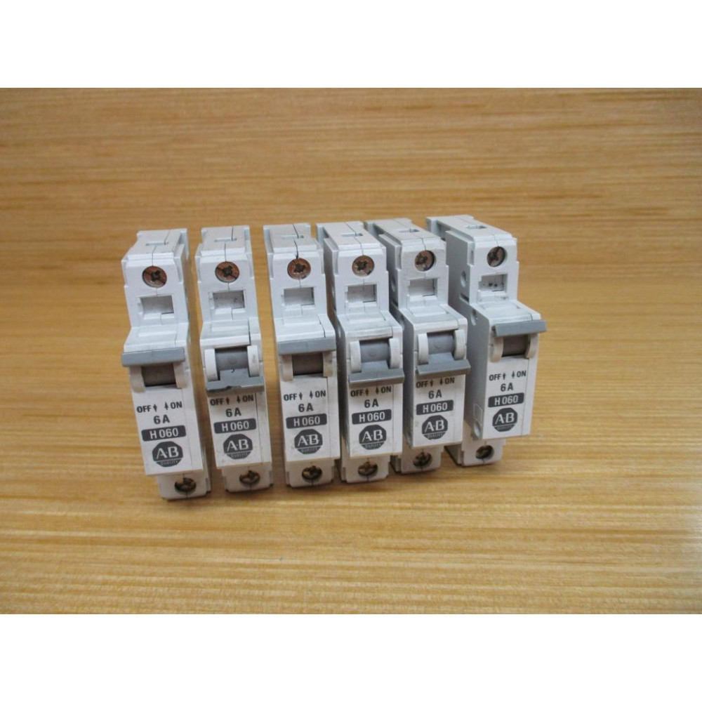 Allen Bradley 1492-CB1H060 Breaker 1492CB1H060 6A Series B (Pack of 6) - Used