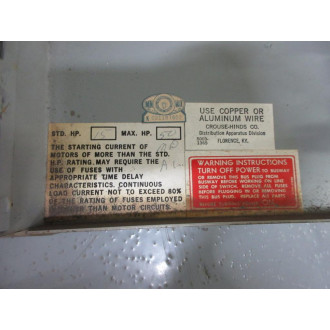 Crouse - Hinds PFP-352 Busway Plug PFP352 - Used