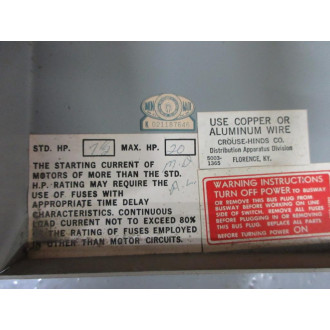 Crouse - Hinds PFP-351 Busway Plug PFP351 - Used