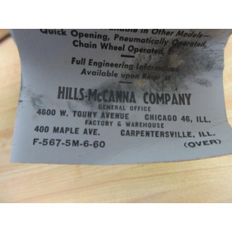 Hills-McCanna 1-12" 510 SCR.R2 Diaphragm Valve F-567-5M-6-60