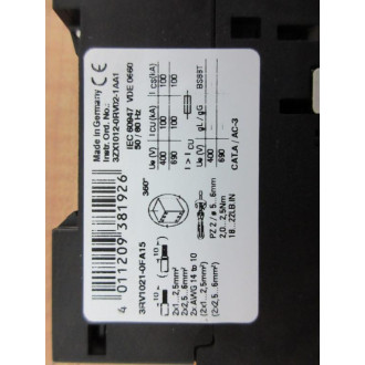 Siemens 3RV1021-0FA15 Circuit Breaker 3RV10210FA15 - Used