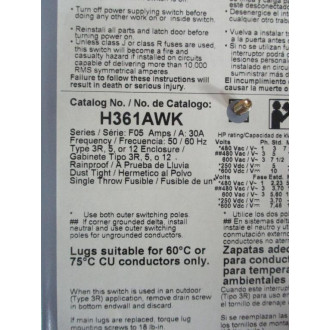Square D H361AWK Disconnect Safety Switch Series F05 - New No Box