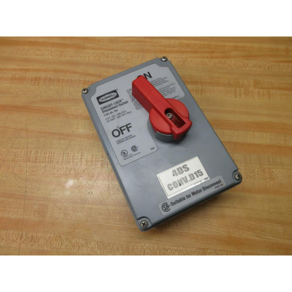 Hubbell HBLDS3 Circuit-Lock Disconnect Switch Enclosure Only, WOut Feet - Used